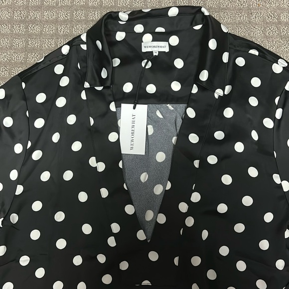WeWoreWhat Caftan Oversized Polka Dot Shirtdress Black - Picture 4 of 6